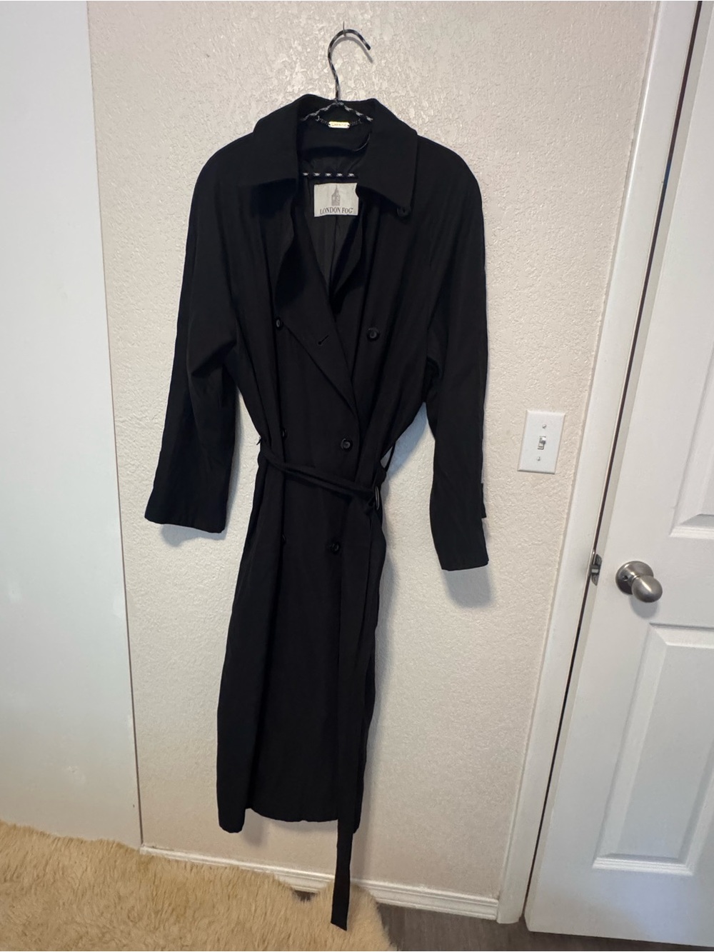 London Fog Black Trench Dress with Belt